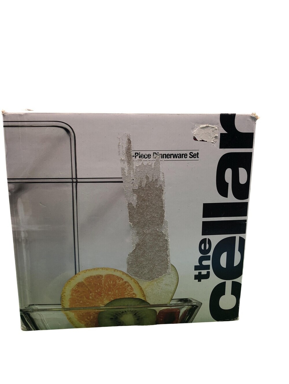 The Cellar EAT 12 Piece Dinnerware Set Clear Glass Square Plates Bowls